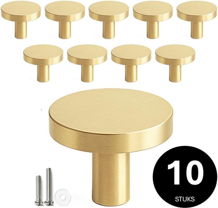 MSQDESIGN Kastknop Goud (Metaal) Kastknoppen Goud 10 stuks Deurknopjes Goud voor kast Deurknop Goud Deurknopjes Goud Handgreep Goud Meubelknop Goud Meubelknoppen Goud Deurknopjes Goud Deurknoppen Goud Ladeknoppen voor deurtjes