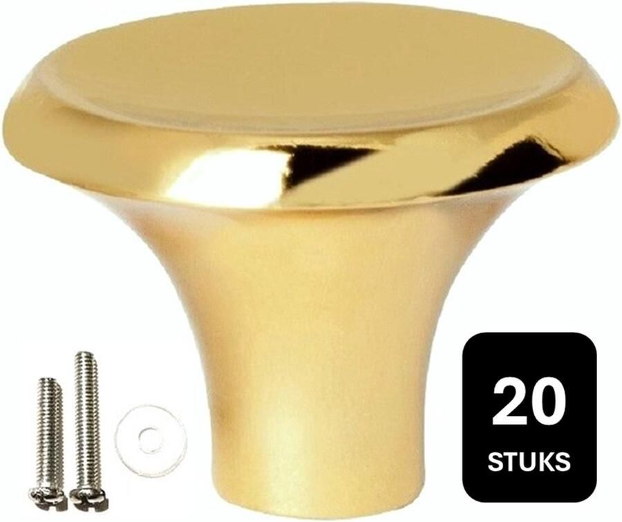 MSQDESIGN Kastknop Goud (Metaal) Kastknoppen Goud 20 stuks Deurknopjes Goud voor kast Deurknop Goud Deurknopjes Goud Handgreep Goud Meubelknop Goud Meubelknoppen Goud Deurknopjes Goud Deurknoppen Goud Ladeknoppen voor deurtjes