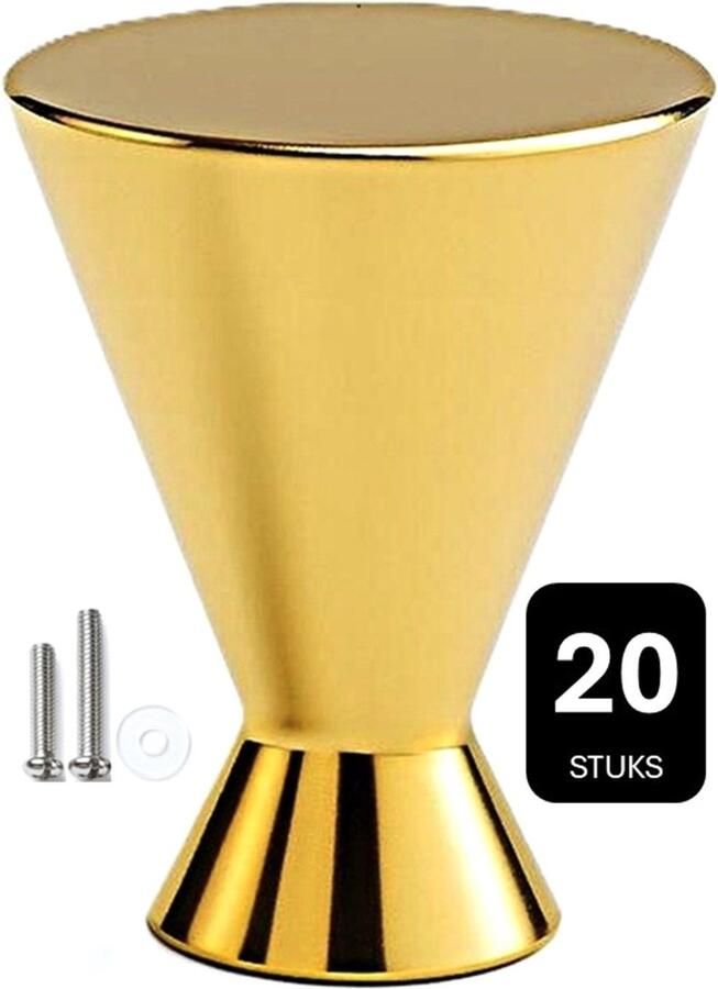 MSQDESIGN Kastknop Goud (Metaal) Kastknoppen Goud 20 stuks Deurknopjes Goud voor kast Deurknop Goud Deurknopjes Goud Handgreep Goud Meubelknop Goud Meubelknoppen Goud Deurknopjes Goud Deurknoppen Goud Ladeknoppen voor deurtjes