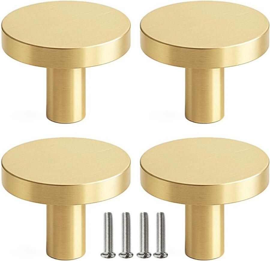 MSQDESIGN Kastknop Goud (Metaal) Kastknoppen Goud 4 stuks Deurknopjes Goud voor kast Deurknop Goud Deurknopjes Goud Handgreep Goud Meubelknop Goud Meubelknoppen Goud Deurknopjes Goud Deurknoppen Goud Ladeknoppen voor deurtjes