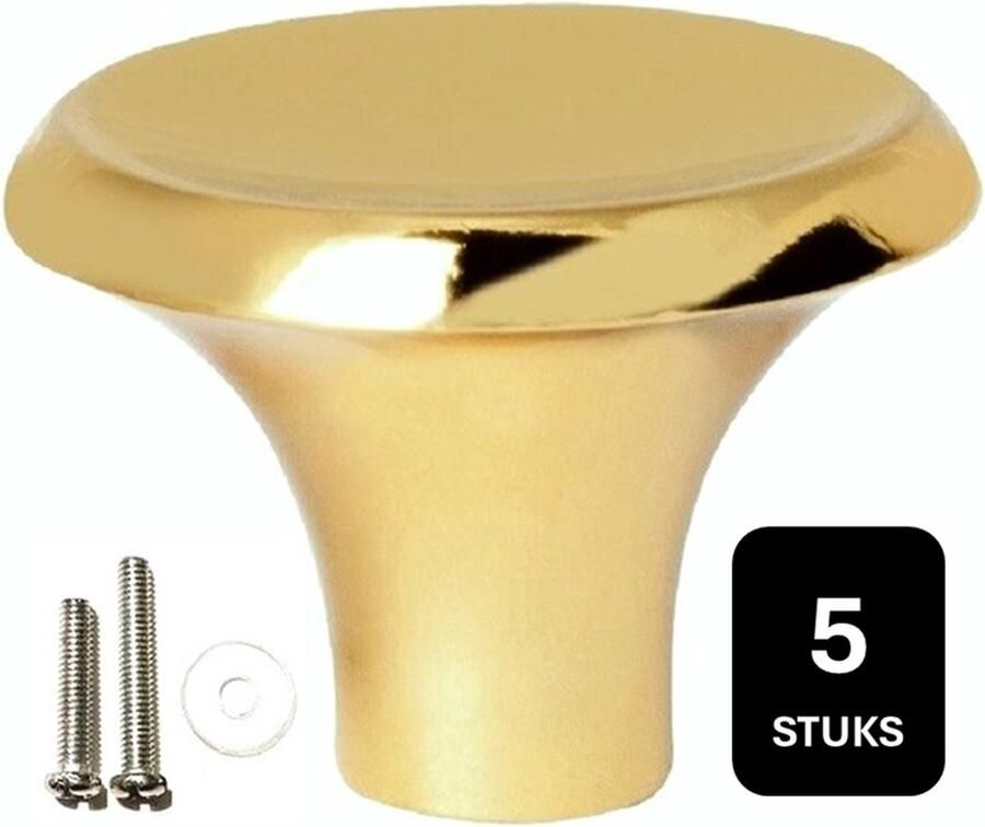 MSQDESIGN Kastknop Goud (Metaal) Kastknoppen Goud 5 stuks Deurknopjes Goud voor kast Deurknop Goud Deurknopjes Goud Handgreep Goud Meubelknop Goud Meubelknoppen Goud Deurknopjes Goud Deurknoppen Goud Ladeknoppen voor deurtjes