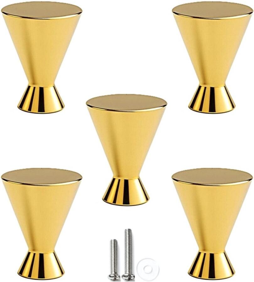 MSQDESIGN Kastknop Goud (Metaal) Kastknoppen Goud 5 stuks Deurknopjes Goud voor kast Deurknop Goud Deurknopjes Goud Handgreep Goud Meubelknop Goud Meubelknoppen Goud Deurknopjes Goud Deurknoppen Goud Ladeknoppen voor deurtjes
