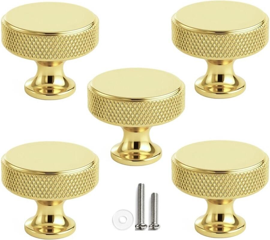 MSQDESIGN Kastknop Goud (Metaal) Kastknoppen Goud 5 stuks Deurknopjes Goud voor kast Deurknop Goud Deurknopjes Goud Handgreep Goud Meubelknop Goud Meubelknoppen Goud Deurknopjes Goud Deurknoppen Goud Ladeknoppen voor deurtjes