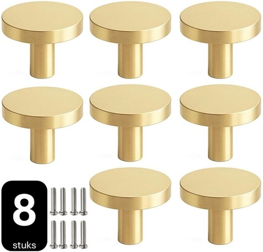 MSQDESIGN Kastknop Goud (Metaal) Kastknoppen Goud 8 stuks Deurknopjes Goud voor kast Deurknop Goud Deurknopjes Goud Handgreep Goud Meubelknop Goud Meubelknoppen Goud Deurknopjes Goud Deurknoppen Goud Ladeknoppen voor deurtjes - Foto 2