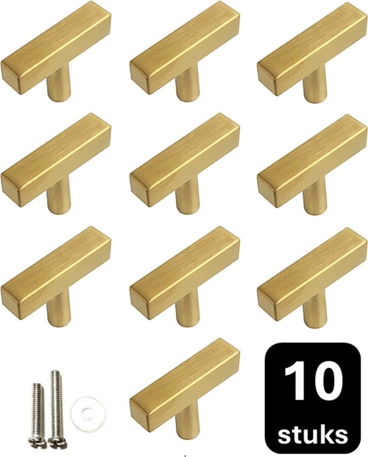 MSQDESIGN Kastknop RVS Goud T Kastknoppen Goud 10 stuks Deurknopjes Goud voor kast T Deurknop Goud Deurknopjes Goud Handgreep Goud Meubelknop Goud Meubelknoppen Goud Deurknopjes Goud Deurknoppen Goud Ladeknoppen voor deurtjes - Foto 2