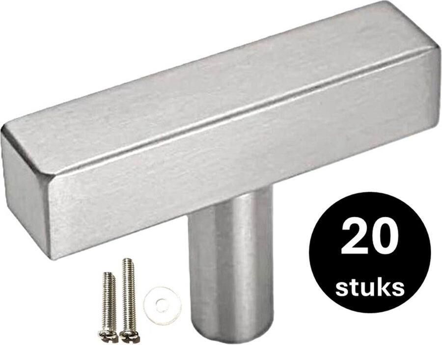 MSQDESIGN Kastknop RVS zilver Kastknoppen zilver 20 stuks Deurknopjes zilver voor kast Deurknop zilver Deurknopjes zilver Handgreep Meubelknop zilver Meubelknoppen zilver Deurknopjes zilver Deurknoppen zilver Ladeknoppen voor deurtjes - Foto 3