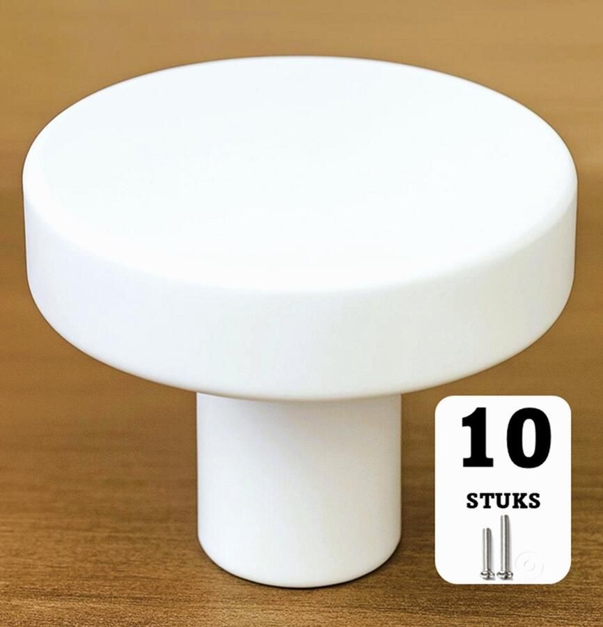 MSQDESIGN Kastknop wit Kastknoppen wit 10 stuks inclusief schroeven Deurknopjes wit voor kast Deurknop wit Handgreep wit Meubelknop wit Deurknopjes wit Deurknoppen wit Ladeknoppen voor deurtjes