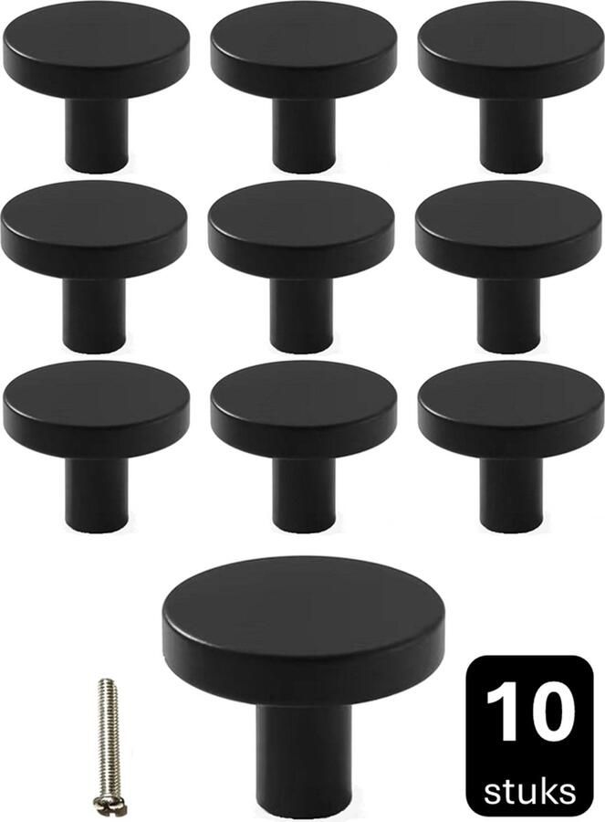 MSQDESIGN Kastknop zwart (Metaal) Kastknoppen zwart 10 stuks Deurknopjes zwart voor kast Deurknop Deurknopjes zwart Handgreep Meubelknop zwart Meubelknoppen zwart Deurknopjes zwart Deurknoppen zwart Ladeknoppen voor deurtjes - Foto 2