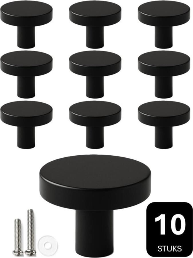MSQDESIGN Kastknop zwart (Metaal) Kastknoppen zwart 10 stuks Deurknopjes zwart voor kast Deurknop zwart Deurknopjes zwart Handgreep Meubelknop zwart Meubelknoppen zwart Deurknopjes zwart Deurknoppen zwart Ladeknoppen voor deurtjes