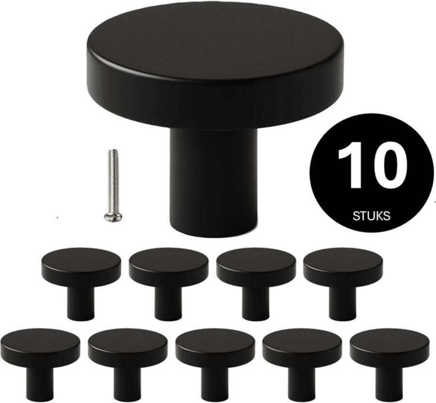 MSQDESIGN Kastknop zwart (Metaal) Kastknoppen zwart 10 stuks Deurknopjes zwart voor kast Deurknop Deurknopjes zwart Handgreep Meubelknop zwart Meubelknoppen zwart Deurknopjes zwart Deurknoppen zwart Ladeknoppen voor deurtjes
