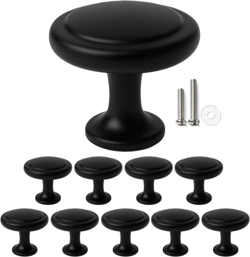 MSQDESIGN Kastknop zwart (Metaal) Kastknoppen zwart 10 stuks Deurknopjes zwart voor kast Deurknop zwart Deurknopjes zwart Handgreep Meubelknop zwart Meubelknoppen zwart Deurknopjes zwart Deurknoppen zwart Ladeknoppen voor deurtjes