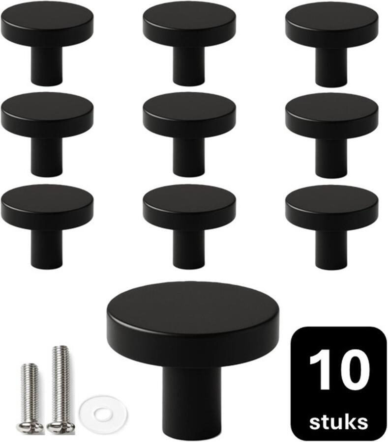 MSQDESIGN Kastknop zwart (Metaal) Kastknoppen zwart 10 stuks Deurknopjes zwart voor kast Deurknop zwart Deurknopjes zwart Handgreep Meubelknop zwart Meubelknoppen zwart Deurknopjes zwart Deurknoppen zwart Ladeknoppen voor deurtjes - Foto 2