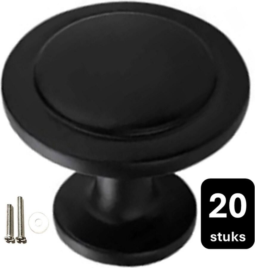 MSQDESIGN Kastknop zwart (Metaal) Kastknoppen zwart 20 stuks Deurknopjes zwart voor kast Deurknop zwart Deurknopjes zwart Handgreep zwart Meubelknop zwart Meubelknoppen zwart Deurknopjes zwart Deurknoppen zwart Ladeknoppen voor deurtjes - Foto 2
