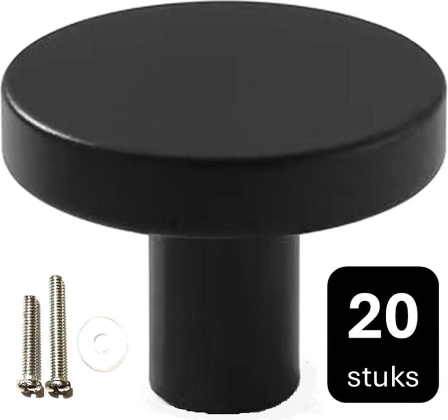 MSQDESIGN Kastknop zwart (Metaal) Kastknoppen zwart 20 stuks Deurknopjes zwart voor kast Deurknop zwart Deurknopjes zwart Handgreep zwart Meubelknop zwart Meubelknoppen zwart Deurknopjes zwart Deurknoppen zwart Ladeknoppen voor deurtjes - Foto 2