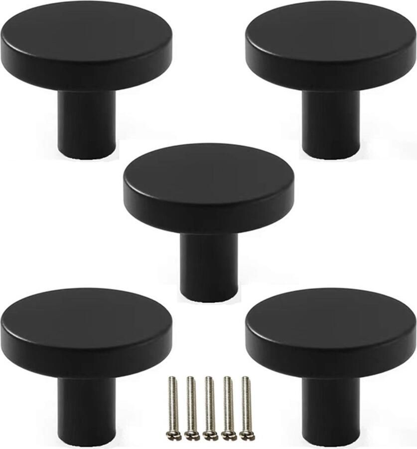 MSQDESIGN Kastknop zwart (Metaal) Kastknoppen zwart 5 stuks Deurknopjes zwart voor kast Deurknop zwart Deurknopjes zwart Handgreep zwart Meubelknop zwart Meubelknoppen zwart Deurknopjes zwart Deurknoppen zwart Ladeknoppen voor deurtjes