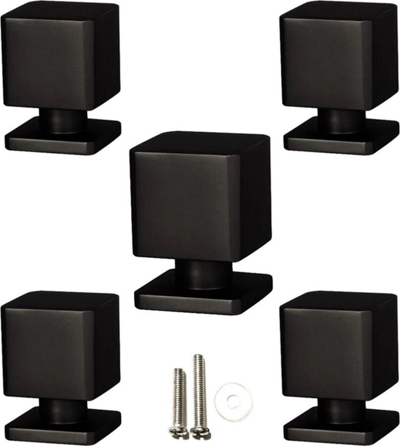 MSQDESIGN Kastknop zwart vierkant (Metaal) Kastknoppen zwart 5 stuks Deurknopjes zwart voor kast Deurknop Deurknopjes zwart handgreep zwart meubelknop zwart Meubelknoppen zwart Deurknopjes zwart deurknoppen zwart ladeknoppen voor deurtjes