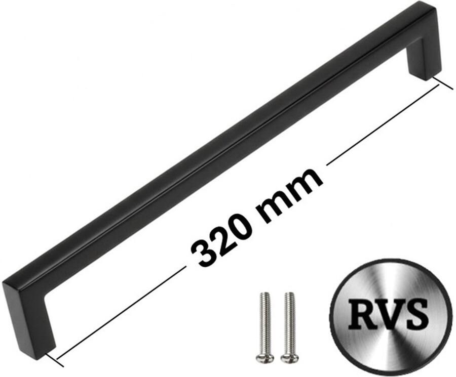 MSQDESIGN Handgrepen zwart RVS (Groot) Handgreep zwart 320 mm Handgrepen kast Meubelgrepen Keukengreep zwart Kastgrepen Handgrepen keukenkastjes Meubelgreep Handgrepen voor deurtjes handgreep keuken Deurgreep ladegreep incl schroeven - Foto 2