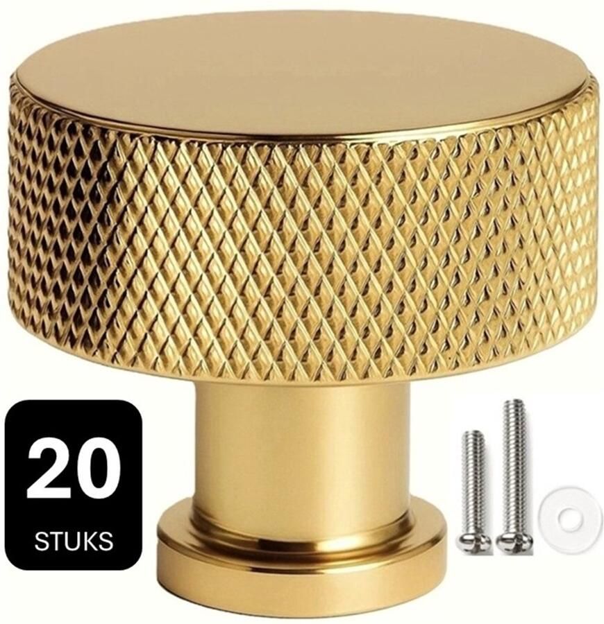 MSQDESIGN LUXE Kastknop Goud (Metaal) Hoge Kwaliteit Kastknoppen Goud (Glanzend) 20 stuks Deurknopjes Goud voor kast Deurknop Goud Deurknopjes Goud Handgreep Meubelknop Goud Meubelknoppen Goud Deurknopjes Goud Deurknoppen Goud Ladeknoppen