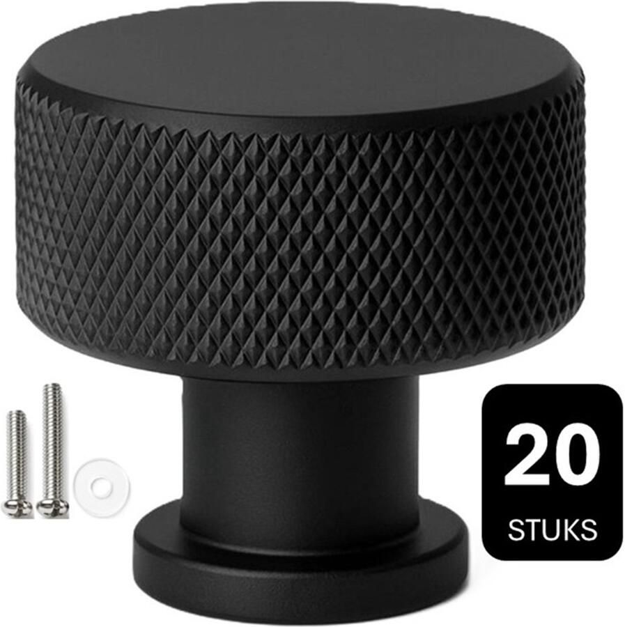 MSQDESIGN LUXE Kastknop zwart (Metaal) Kastknoppen zwart 20 stuks Deurknopjes zwart Voor kast Deurknop zwart Deurknopjes zwart Handgreep Meubelknop zwart Meubelknoppen zwart Deurknopjes zwart Deurknoppen zwart Ladeknoppen voor deurtjes