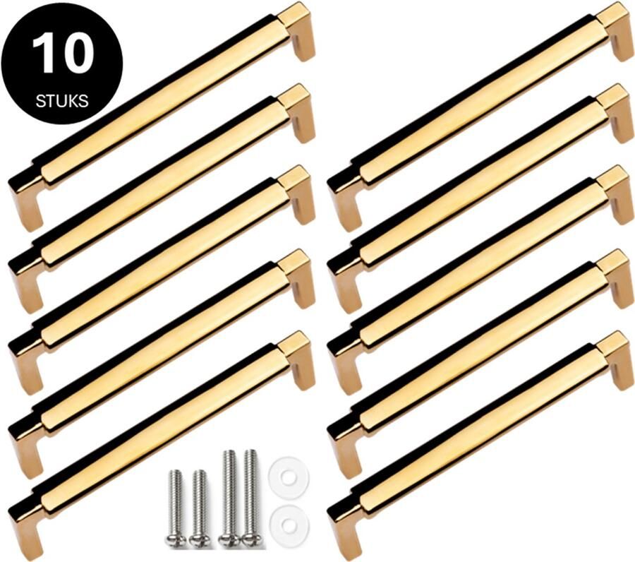 MSQDESIGN Handgreep Goud Handgrepen Goud 128 mm 10 stuks Handgrepen kast Meubelgrepen Keukengreep Goud Kastgrepen Handgrepen keukenkastjes Meubelgreep Handgrepen voor deurtjes handgreep keuken Deurgreep ladegreep incl schroeven