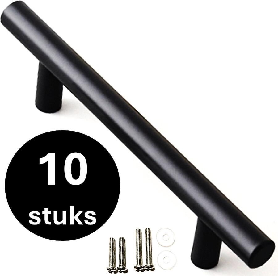 MSQDESIGN RVS T greep Handgrepen zwart RVS Handgreep 250 mm Hartafstand 160 mm 10 stuks Handgrepen kast Meubelgrepen Keukengreep zwart Kastgrepen Handgrepen keukenkastjes Handgrepen voor deurtjes Deurgreep ladegreep incl schroeven - Foto 3