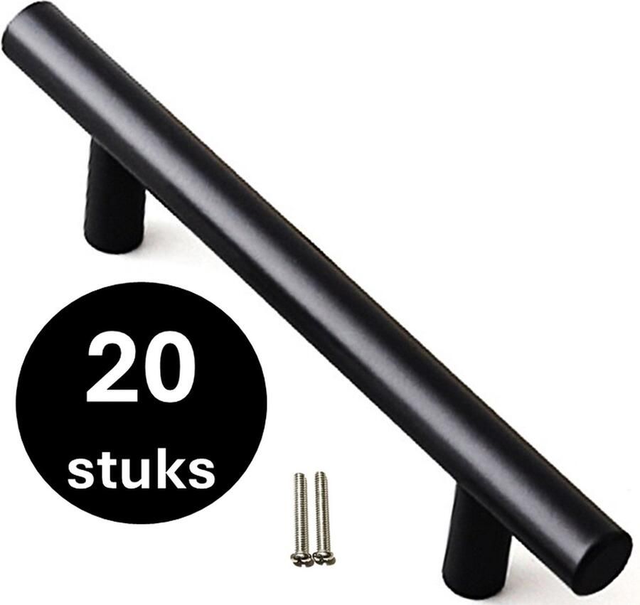 MSQDESIGN RVS T greep Handgrepen zwart RVS Handgreep 250 mm Hartafstand 160 mm 20 stuks Handgrepen kast Meubelgrepen Keukengreep zwart Kastgrepen Handgrepen keukenkastjes Handgrepen voor deurtjes Deurgreep ladegreep incl schroeven - Foto 2