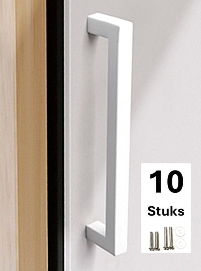 MSQDESIGN wite RVS Handgrepen 160mm Set van 10 Handgreep wit Handgrepen keukenkastjes Keukengrepen wit Kastgrepen Meubelgrepen Handgrepen deurtjes kast Handgreep keuken Deurgreepjes ladegreep Meubelgreep Deurgreep wit