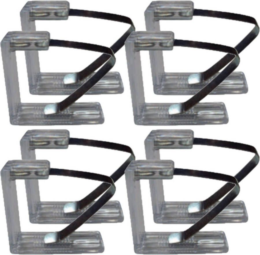 MSV Tafelkleed klemmen 12x stuks transparant- kunststof 4 5 x 6 cm