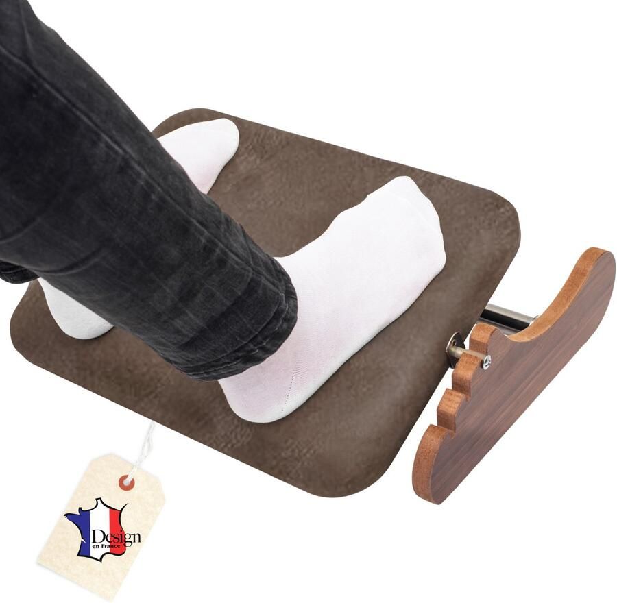 MSZERONE Comfort Cuir Voetensteun Voetenbankjes Ergonomisch Voetenbankje Bureau – Verstelbaar in 3 hoogtes Voetsteun Kantoor- Houten Voetenbankje voor Thuis & Kantoor – Verstelbaar Anti-Slip en Duurzaam Ontwerp Comfort