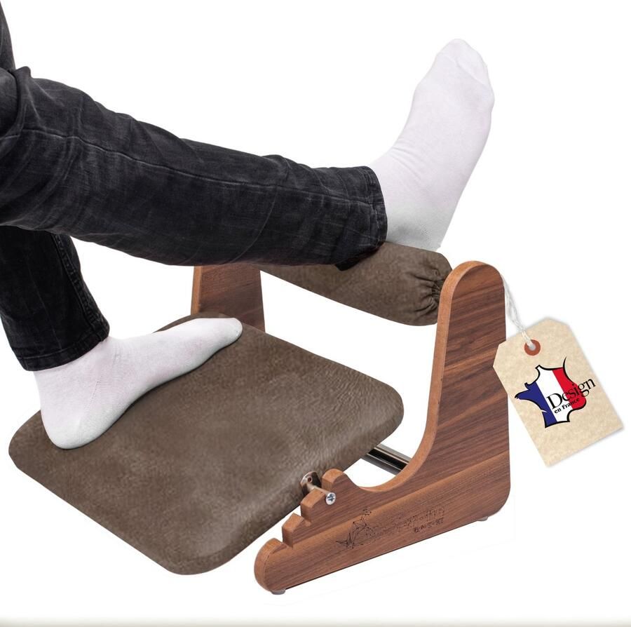 MSZERONE Comfort Home Plus Voetensteun Voetenbankjes Ergonomisch Voetenbankje Bureau – Verstelbaar in 3 hoogtes Voetsteun Kantoor- Houten Voetenbankje voor Thuis & Kantoor – Verstelbaar Anti-Slip en Duurzaam Ontwerp Microvezel Suède