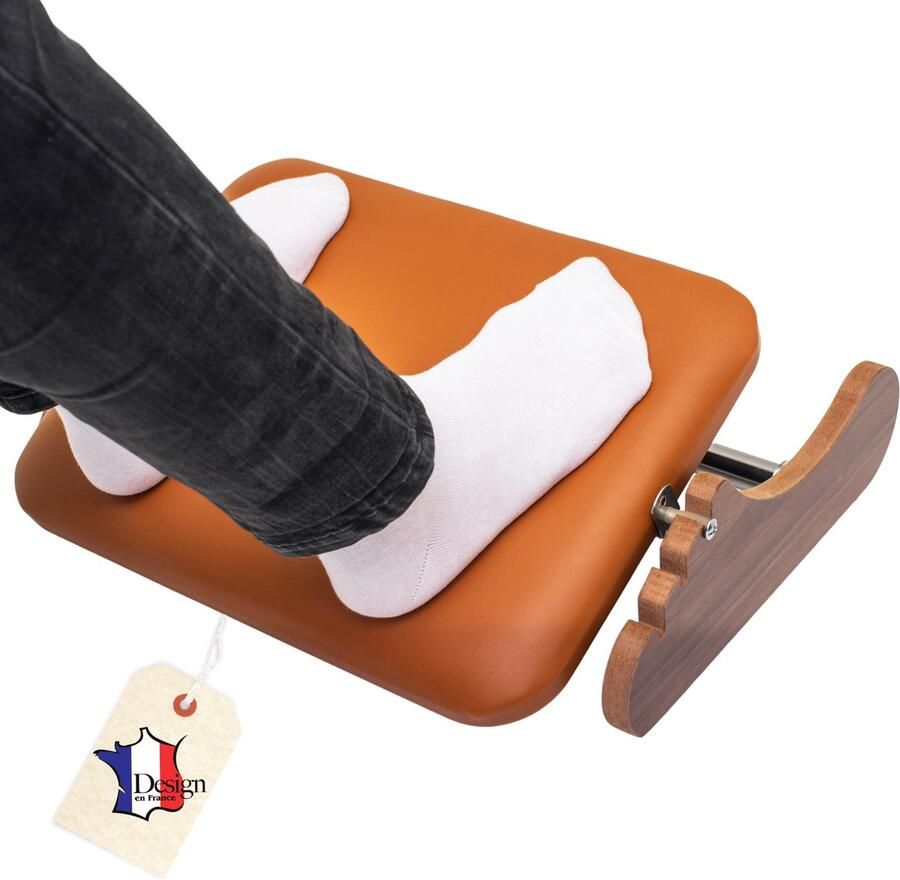 MSZERONE Voetensteun Voetenbankjes Ergonomisch Voetenbankje Bureau – Verstelbaar in 3 hoogtes Voetsteun Kantoor- Houten Voetenbankje voor Thuis & Kantoor – Verstelbaar Anti-Slip en Duurzaam Ontwerp Comfort Cuir