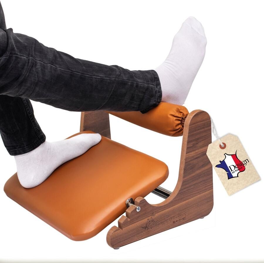 MSZERONE Voetensteun Voetenbankjes Ergonomisch Voetenbankje Bureau – Verstelbaar in 3 hoogtes Voetsteun Kantoor- Houten Voetenbankje voor Thuis & Kantoor – Verstelbaar Anti-Slip en Duurzaam Ontwerp Comfort Cuir Plus