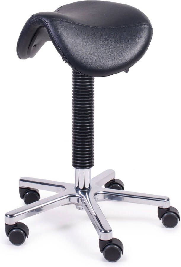 MTM STOELEN Zadelkruk FREYA 200-A standaard zitting zwart kunstleer zithoogte 51 71 cm aluminium kruisvoet kapperskruk