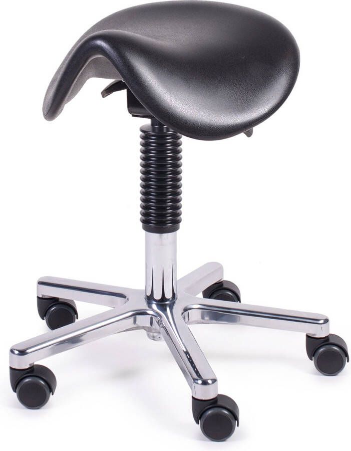 MTM STOELEN Zadelkruk HERTHA 160-A PUR zitting voor eenvoudig reinigen zithoogte 45 61 cm aluminium kruisvoet werkkruk voor laboratoria en industrie