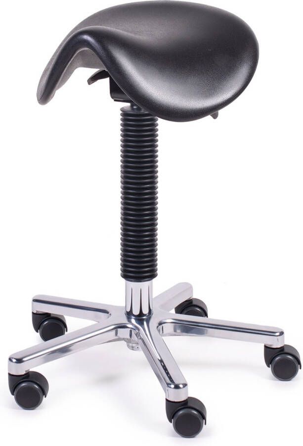 MTM STOELEN Zadelkruk HERTHA 200-A PUR zitting voor eenvoudig reinigen zithoogte 49 69 cm aluminium kruisvoet werkkruk voor laboratoria en industrie