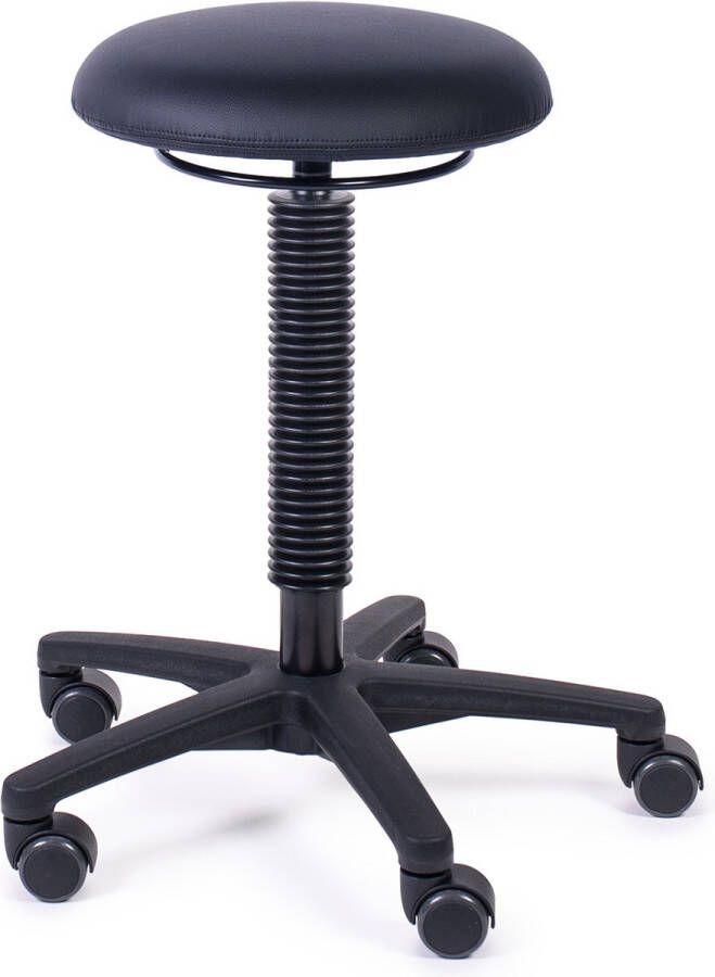 MTM STOELEN Kruk LOKI 200-N op wielen zithoogte 51 71 cm ronde comfortabele zitting zwart kunstleer multi inzetbaar