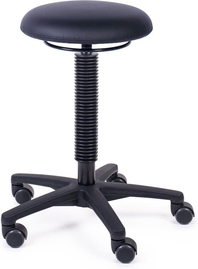 MTM tabouret LOKI 200-N – zachte afgeronde zitting – kunstleer – kunststof kruisvoet – wielen – 52 71 cm