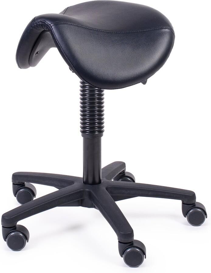 MTM zadelkruk FREYA 160-N – ergonomisch zadel – kunstleer – kunststof kruisvoet – wielen – zwart – 48 63 cm