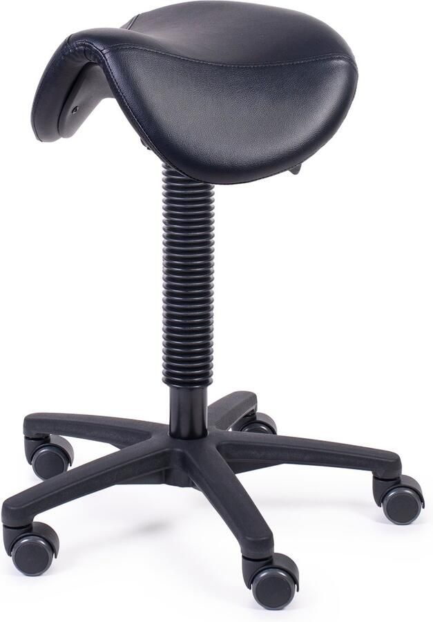 MTM zadelkruk FREYA 200-N – zwarte zadelzitting – kunstleer – kunststof kruisvoet – op wielen – 52 72 cm