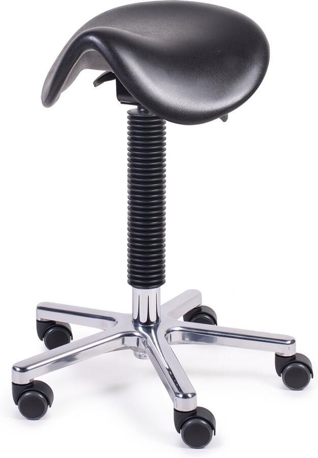 MTM zadelkruk HERTHA 200-A – zwart pur zadel – aluminium kruisvoet – ergonomisch – wielen – 49 69 cm