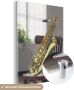 MuchoWow Glasschilderij 120x160 cm Schilderij acrylglas Saxofoon op eens stoel Foto op glas Schilderijen - Thumbnail 1