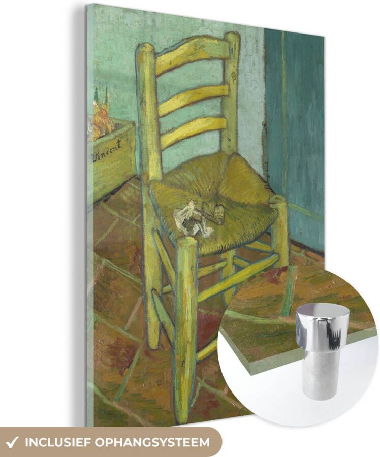 MuchoWow Glasschilderij 120x160 cm Schilderij acrylglas Vincents stoel Vincent van Gogh Foto op glas Schilderijen