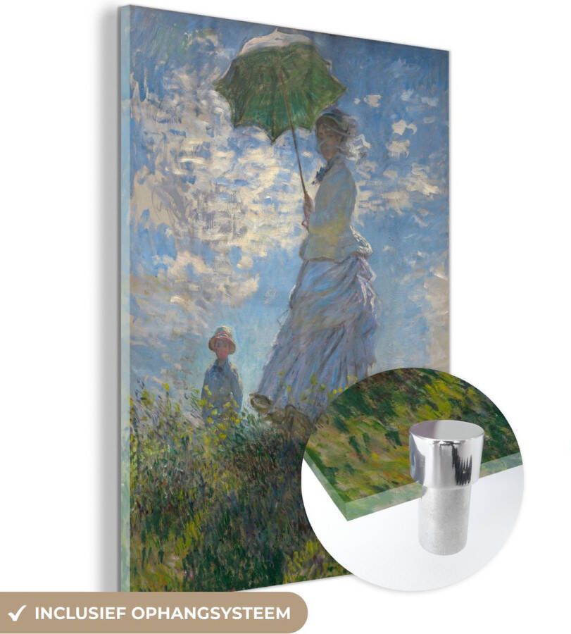 MuchoWow Glasschilderij 120x160 cm Schilderij glas Woman with a Parasol Schilderij van Claude Monet Foto op acrylglas Schilderijen