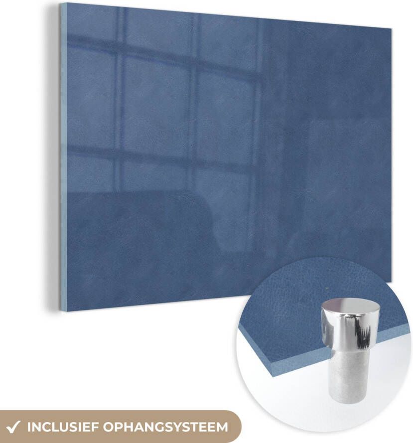 MuchoWow Glasschilderij 120x80 cm Schilderij acrylglas Leer Blauw Dierenhuid Foto op glas Schilderijen