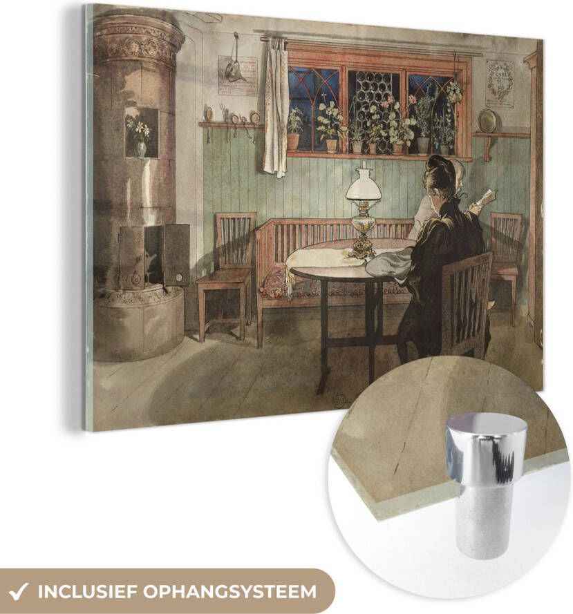 MuchoWow Glasschilderij 120x80 cm Schilderij acrylglas When the children have gone to bed Carl Larsson Foto op glas Schilderijen