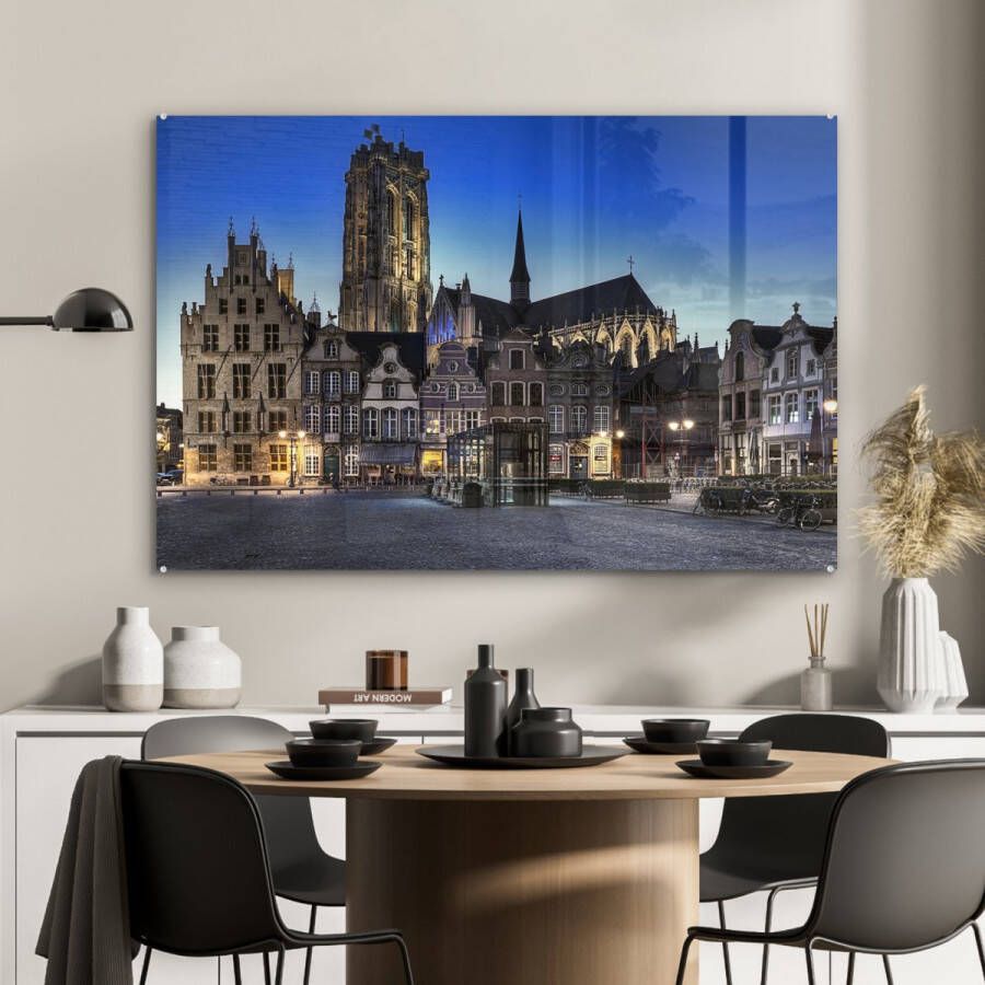 MuchoWow Glasschilderij 120x80 cm Schilderij glas Marktplaats Lamp Mechelen Foto op acrylglas Schilderijen