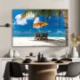 MuchoWow Glasschilderij 120x80 cm Schilderij acrylglas Palm Parasol Strandstoel Foto op glas Schilderijen - Thumbnail 2