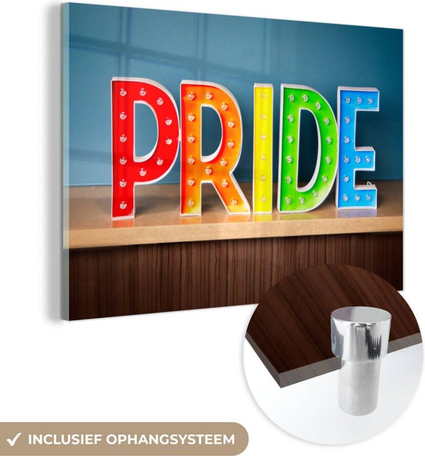 MuchoWow Glasschilderij 120x80 cm Schilderij glas Pride lampen Foto op acrylglas Schilderijen