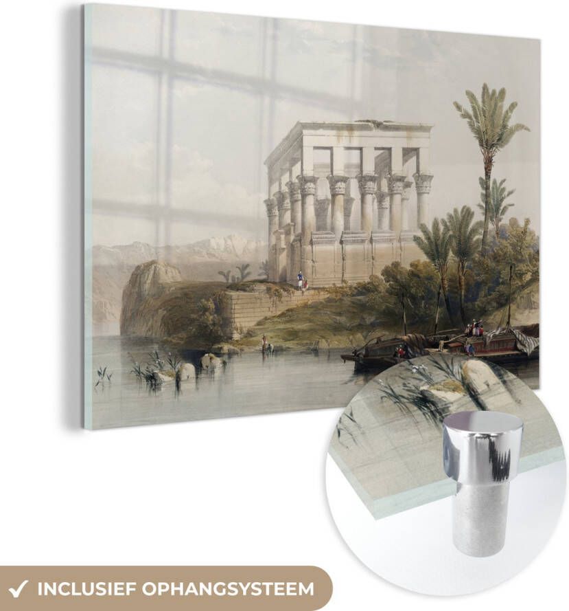 MuchoWow Glasschilderij 120x80 cm Schilderij glas The hypaethral temple at Philae called the Bed of Pharaoh David Roberts Foto op acrylglas Schilderijen