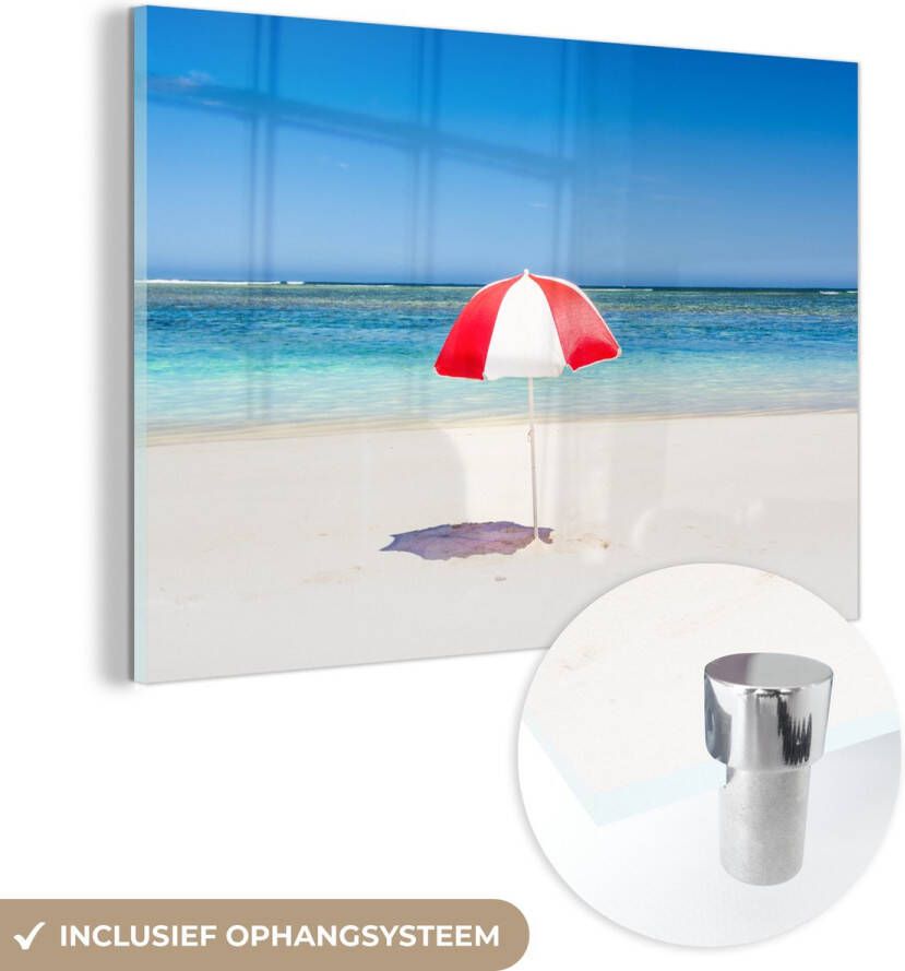 MuchoWow Glasschilderij 180x120 cm Schilderij acrylglas Parasol op het witte strand van de Kust van Ningaloo Foto op glas Schilderijen